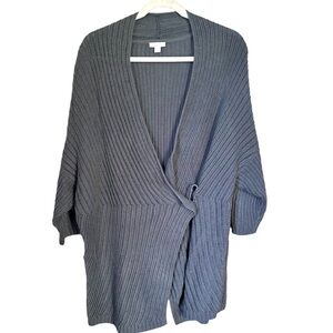 J Jill Pure Jill Womens Sz XL Gray Knit Cardigan 3/4 Sleeve Pin Closure Sweater